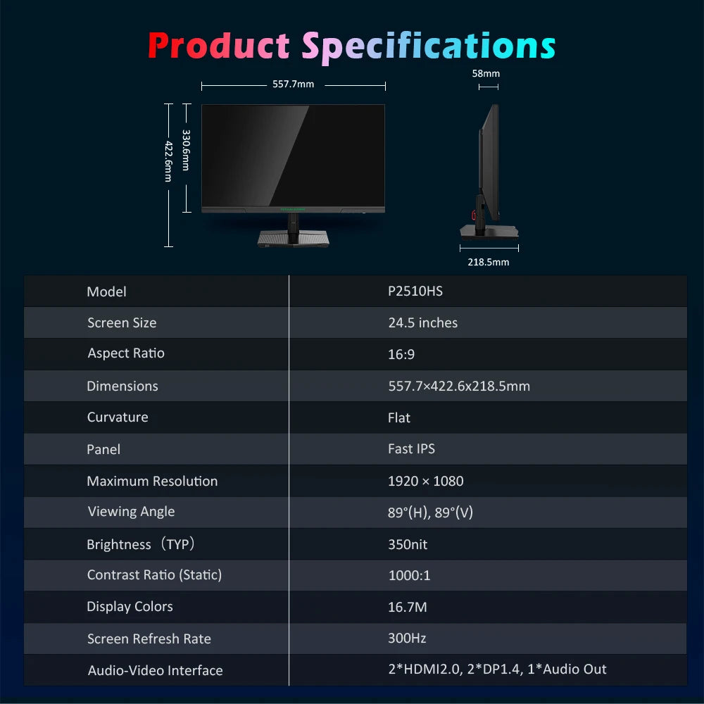 OUS-Moniteur de jeu AN ARMY P2510HS, écran IPS rapide CSOT, taux de rafraîchissement 24.5Hz, HDR400, temps de réponse GTG 1ms, 1920 pouces, 1080x300