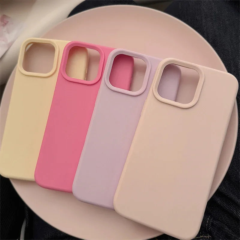Coque de téléphone en Silicone d'inspiration d' Dopamine, couleur unie, Simple, à la mode, pour iPhone 17 Pro 16 Plus 16 Pro Max 15 14 13 12 11, coque arrière
