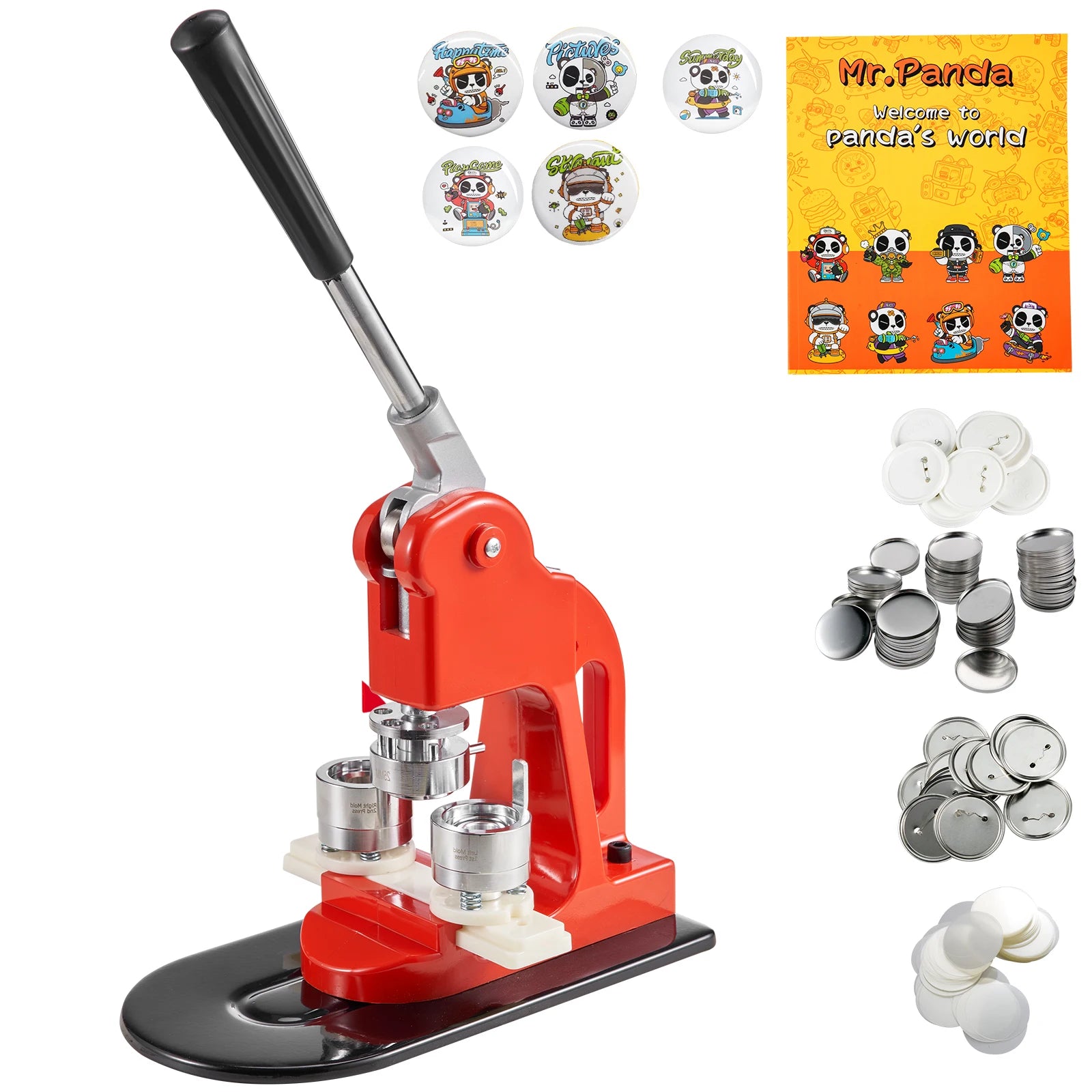 SucceBuy 25/32/58/75MM Machine de fabrication de badges broche de bouton de bricolage avec 500 pièces pièces gratuites Kit de presse cercle fabrication outil de fabrication de boutons