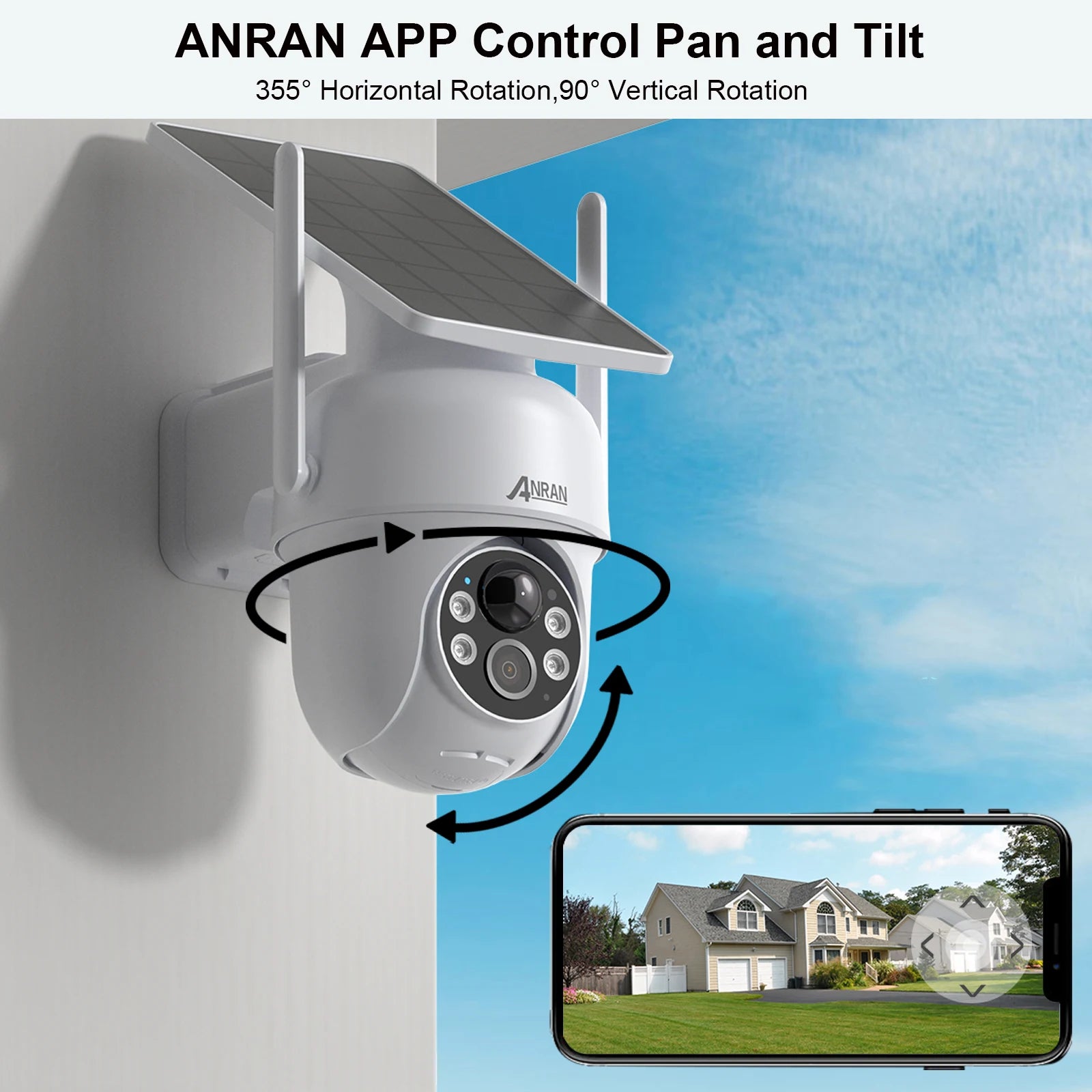 ANRAN caméra solaire 1/2 pièces 3/5MP extérieur 2.4G Wifi caméra de sécurité batterie caméras Protection de Surveillance à domicile PIR détection humaine