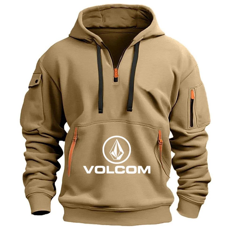 VOLCOM 2025 printemps automne hommes demi fermeture éclair sweat à capuche sport décontracté pull Harajuku à manches longues manteau ample