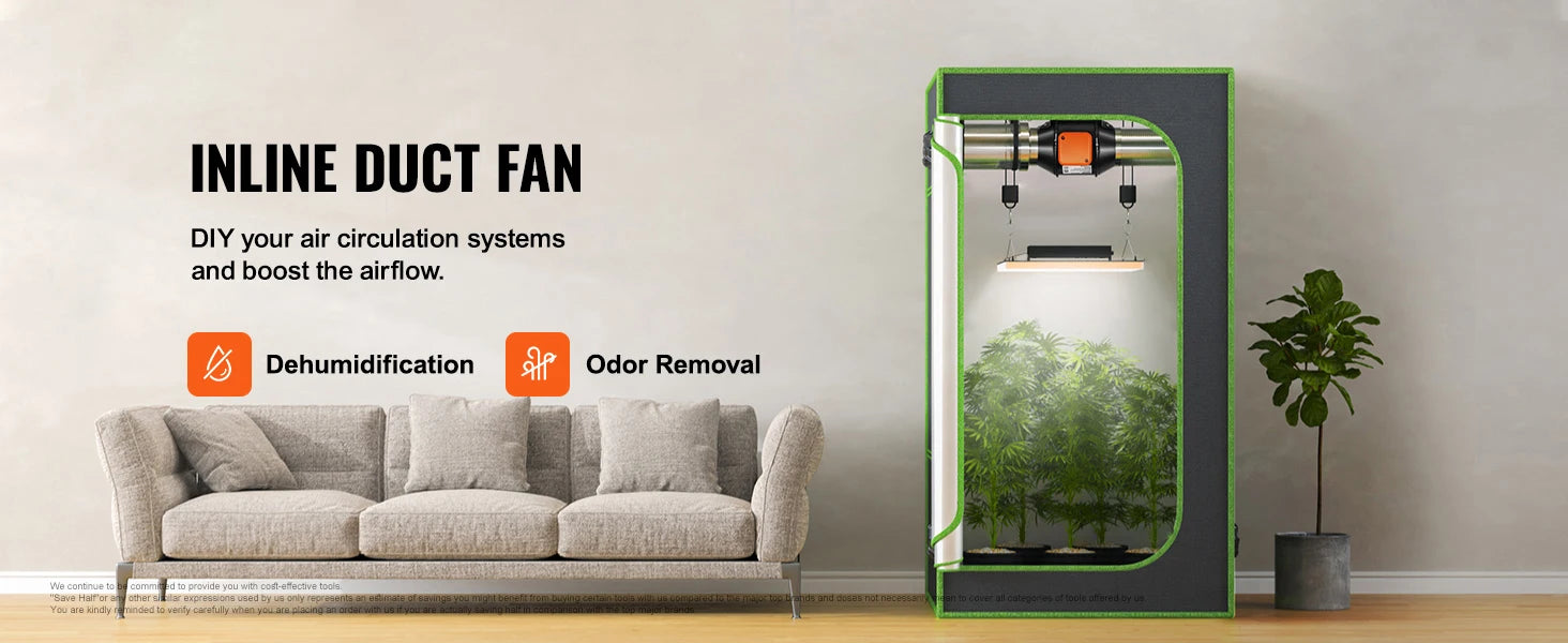 SucceBuy ventilateur de conduit en ligne échappement de Ventilation de moteur EC silencieux avec contrôleur de température et d'humidité pour les tentes de culture de Booster de refroidissement
