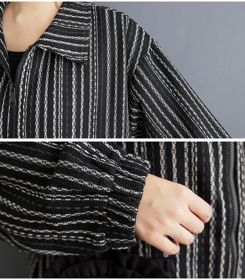 Manteau long à rayures vintage pour femmes, cardigan à fleurs patchwork, décontracté, printemps, automne, 2025