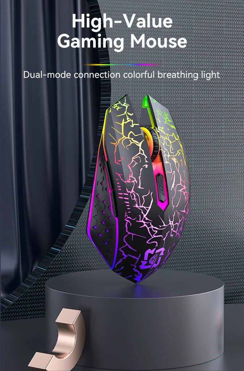 Souris sans fil Bluetooth 5.2 RGB 2.4G, double Mode, pour jeu, 6 boutons, silencieuse, pour MacBook, tablette, ordinateurs portables