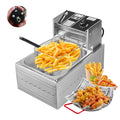Friteuse électrique 6L en acier inoxydable avec panier pour poulet frit et frites, avec contrôle du temps et de la température