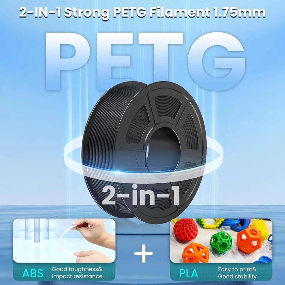 JAYO-Filament PETG pour imprimante 3D FDM, matériel d'impression 3D soigneusement enroulé, 2 rouleaux, 1.75mm, 2.2kg par ensemble