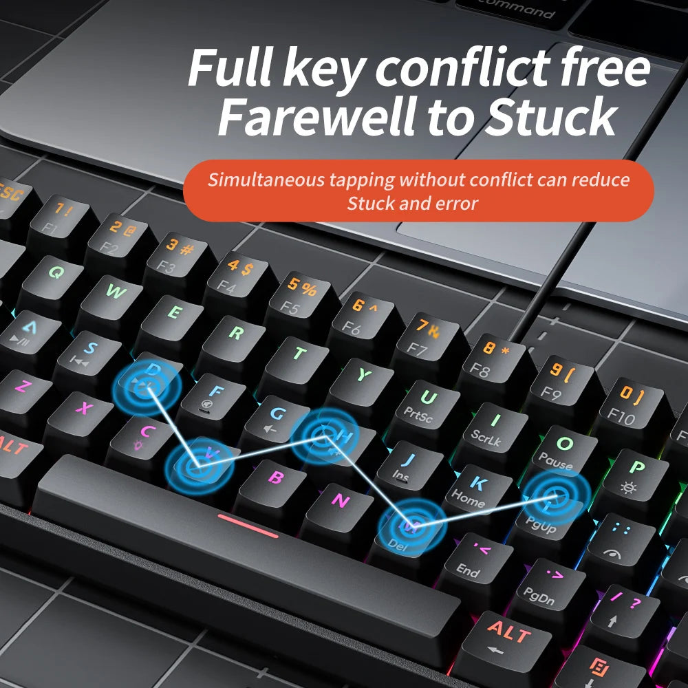 MUCAI MK61 USB Gaming Esports clavier mécanique 61 touches axe rouge filaire câble détachable rétro-éclairage rvb échange à chaud