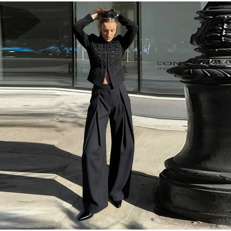 Veste élégante en Satin à boutons grenouille pour femme, col montant, manches longues, Slim, décontractée, manteau de fête de rue, hauts de bureau, printemps 2026