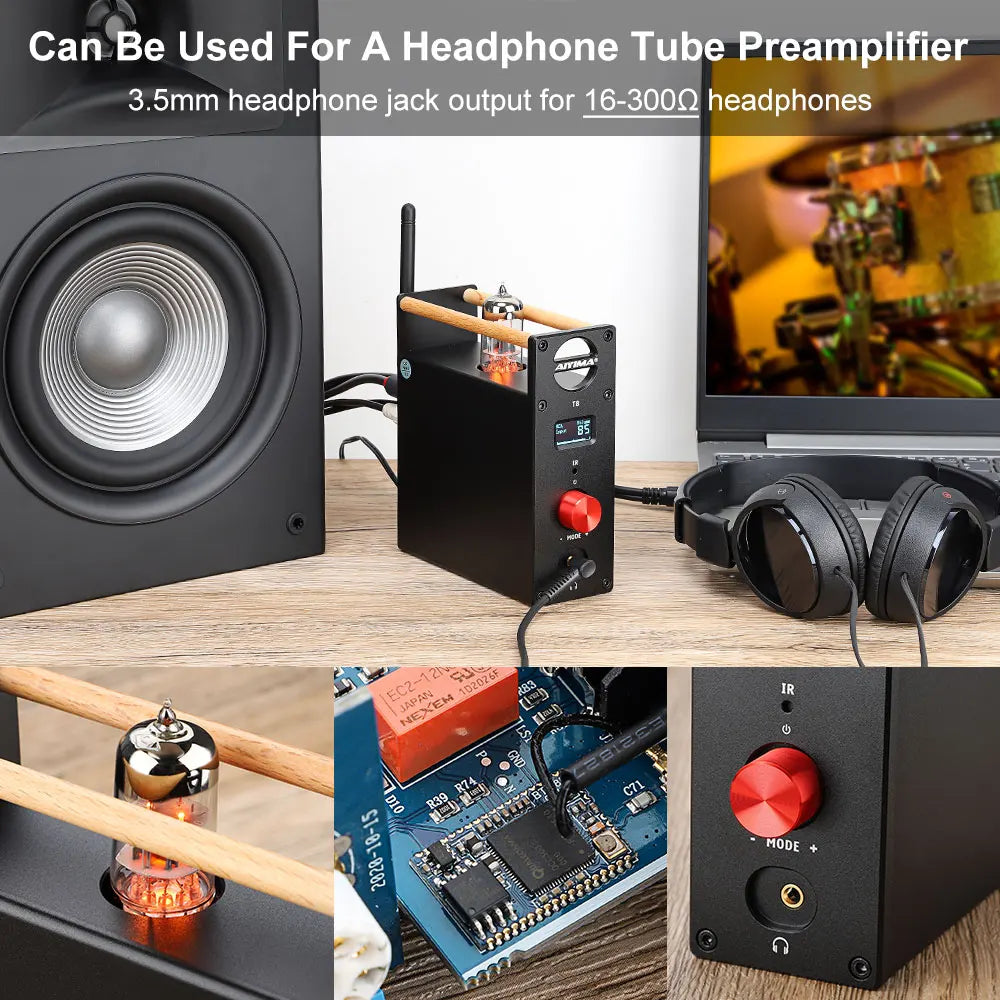 AIYIMA-Amplificateur à Tube Audio T8, Préamplificateur Bluetooth, Décodeur HIFI, Sauna, Téléphone, Ampli, Radiateur USB, Entrée Coaxiale Optique RCA