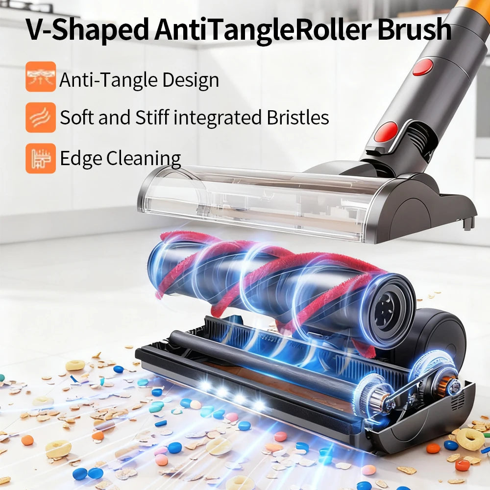 Aspirateur sans fil 550W, moteur sans balais, aspiration 55K PA, aspirateur Vertical, tasse à poussière pour maison intelligente, 3 têtes de brosse