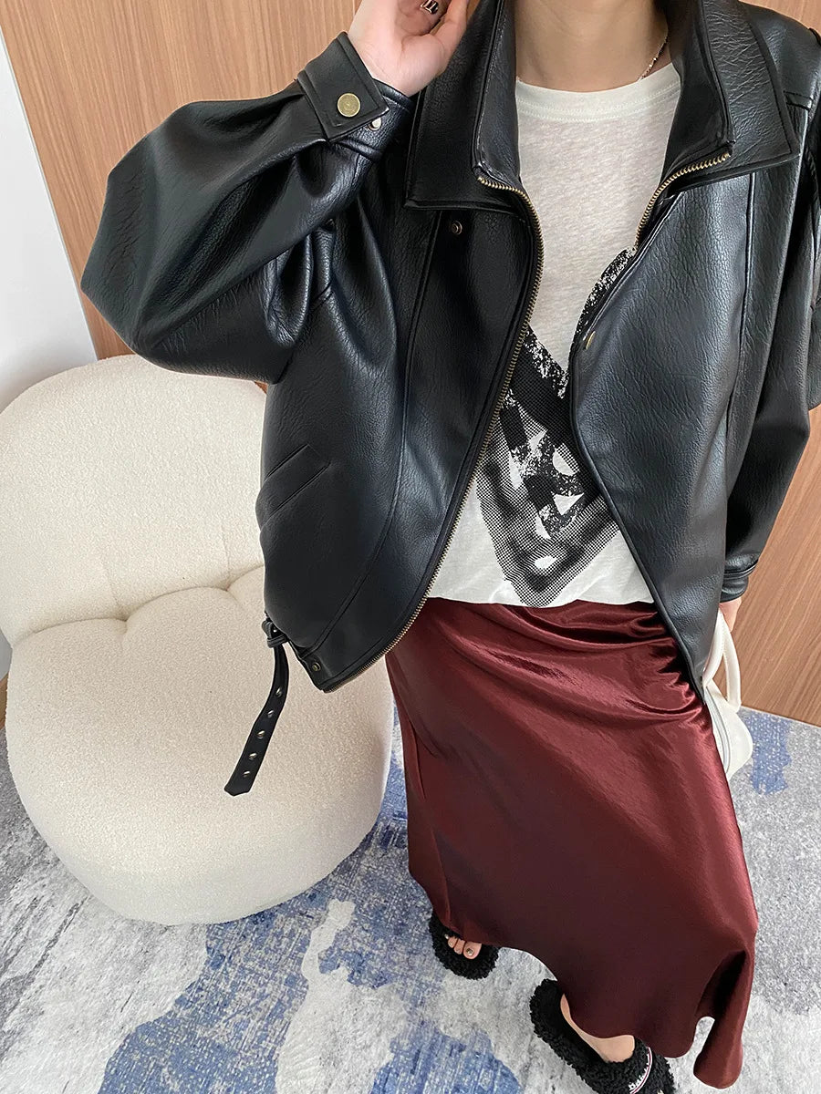 Veste à manches longues pour femme, col document, monochromatique, décontracté, printemps, automne