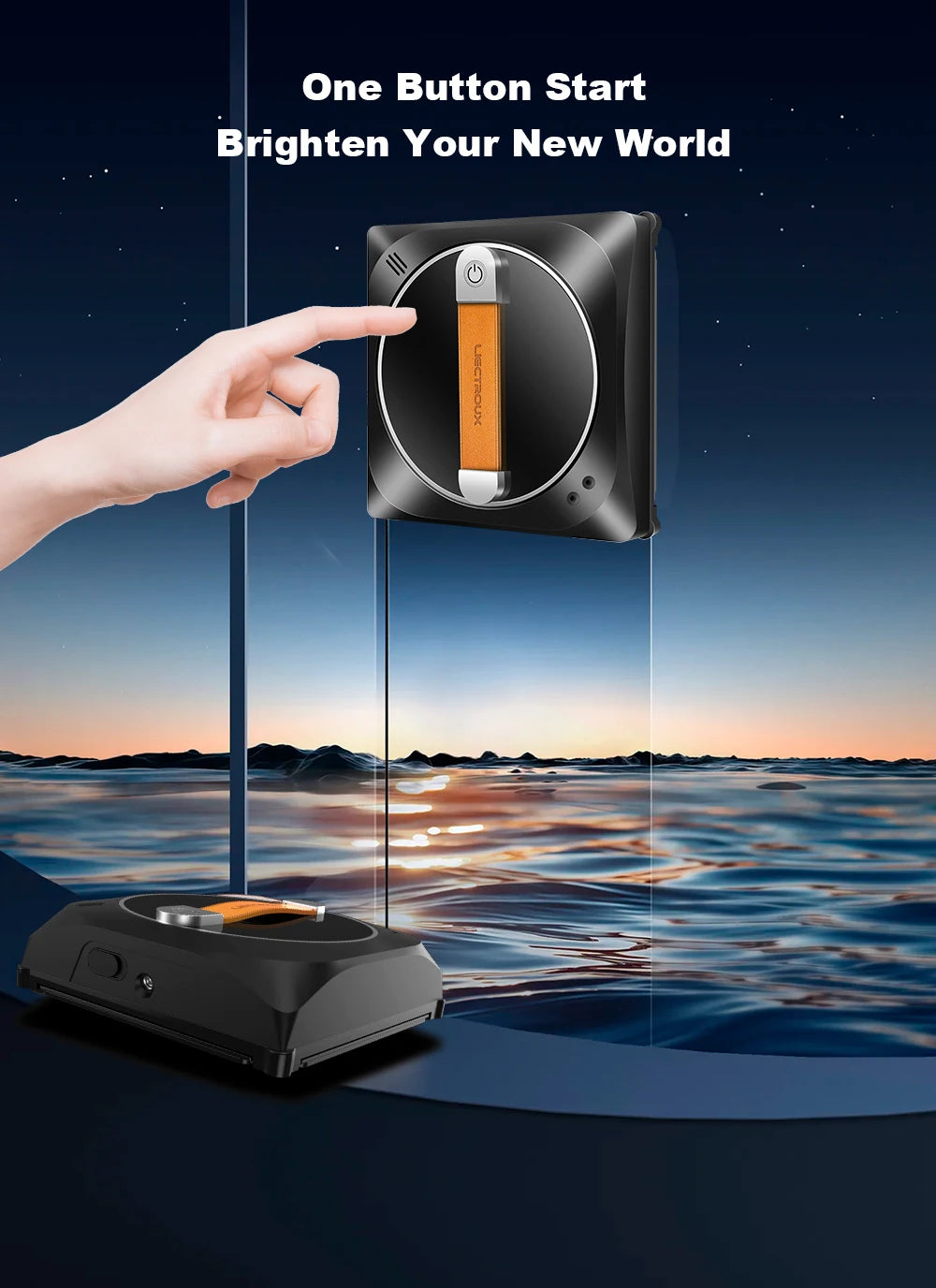 Robô de limpeza de janelas Liectroux YW910, Robot Window Cleaner,Double Pulvérisation d'Eau, Mémoire Intelligente, Aspiration Puissante, Capteur Laser, Robot de Nettoyage de Vitres Murales à Domicile, Contrôle par Applic