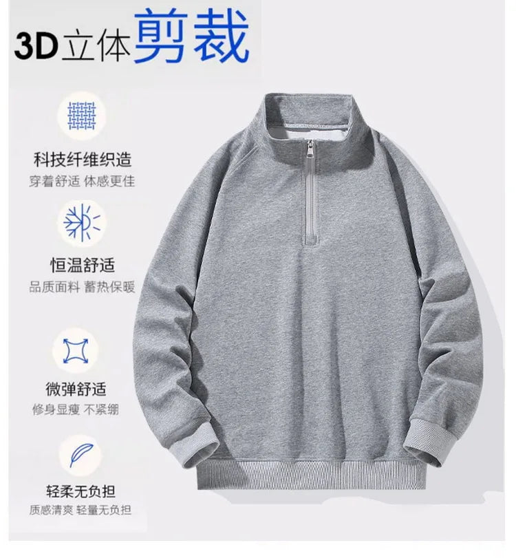 Sweat-Shirt à Demi Col Roulé pour Homme, Vêtement de Grande Taille, à Manches sulf, avec Fermeture Éclair, Adapté au Printemps et Automne, 10XL