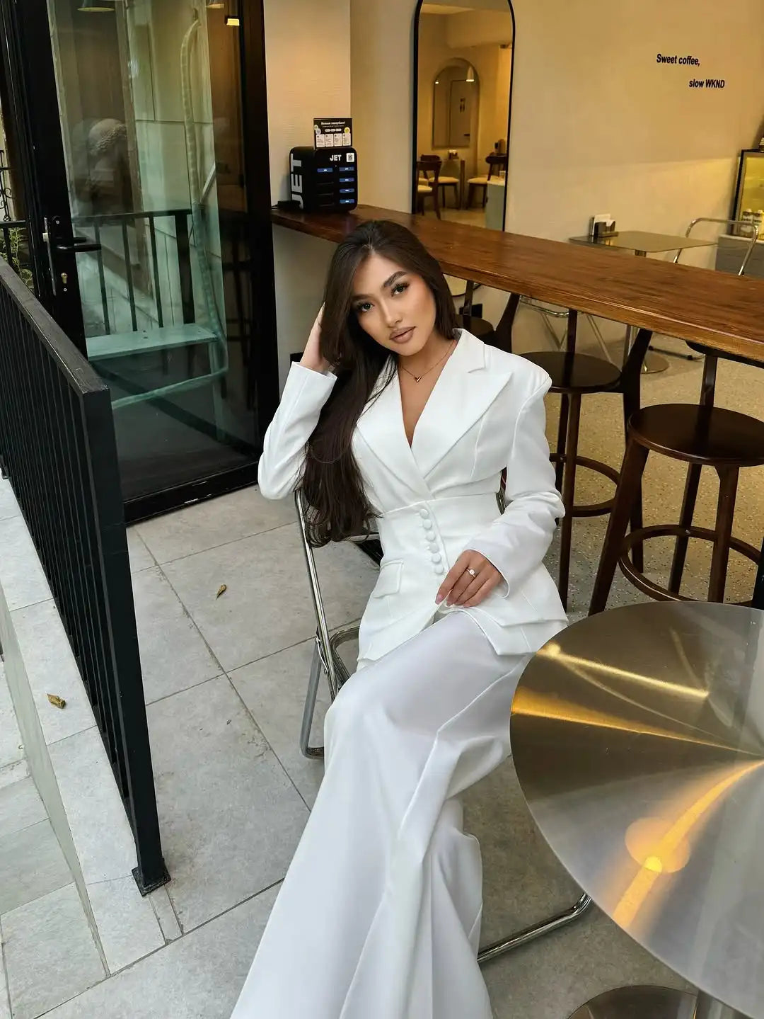 Ensemble Blazer décontracté à simple boutonnage pour femmes, manches longues, revers, col en v, manteau cintré à la taille, vêtements de printemps et d'automne, 2026