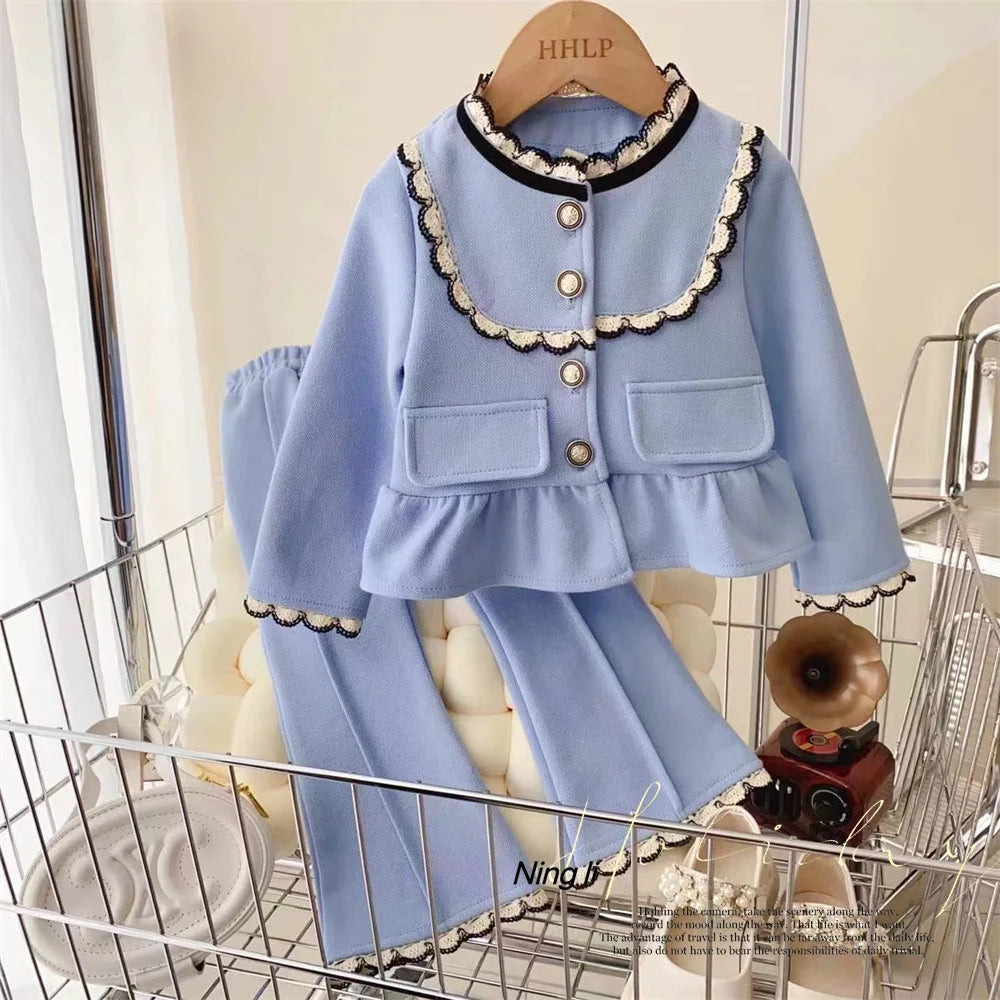 Ensemble pantalon pour filles de 1 à 10 ans, 2 pièces, manches longues, vêtements de survêtement, tenues mignonnes pour bébé, nouvelle collection printemps 2024