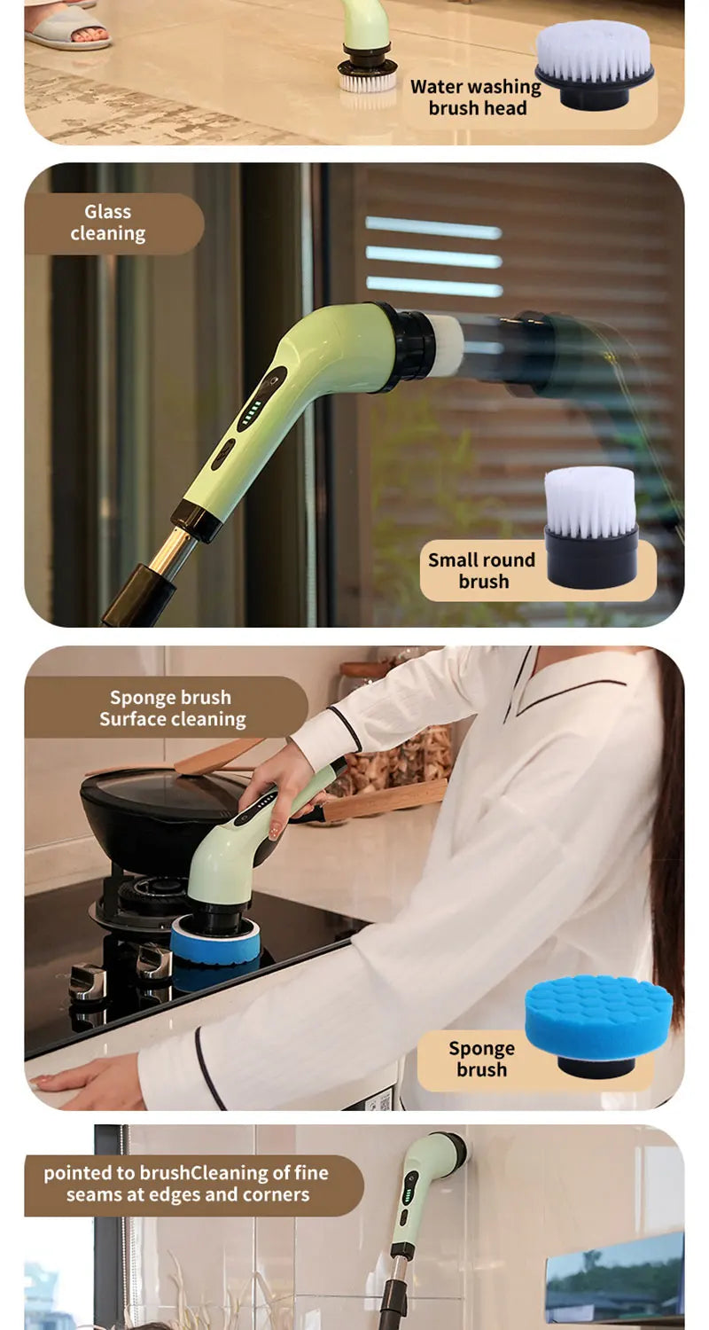 Brosse de nettoyage électrique multi-outils multifonctionnelle, pour le nettoyage rotatif de salle de bain, de cuisine, de toilettes et d'automobile.
