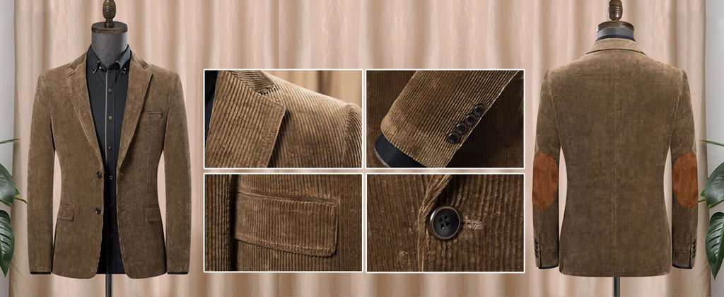 Blazer en velours côtelé pour hommes avec coudière, veste d'affaires décontractée, manteaux de Sport de printemps et d'automne