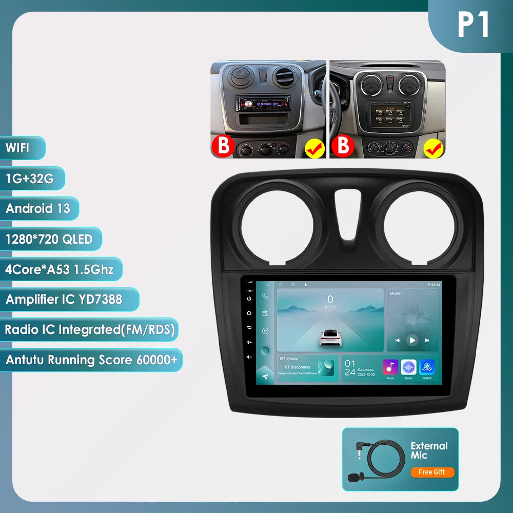 Hizpo-Autoradio Android pour Renault Logan 2, 2012-2019, Sandero 2, 2014-2019, 4G, Limitation de la voiture, GPS, 2Din, Autoradio, CarPlay, WIFI, DSP