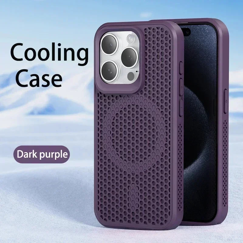 Coque de téléphone à Dissipation thermique et rafraîchissante, étui magnétique arrière rigide et respirant pour iPhone 17 16 15 14 13 12 11 Pro Max Plus pour Magsafe