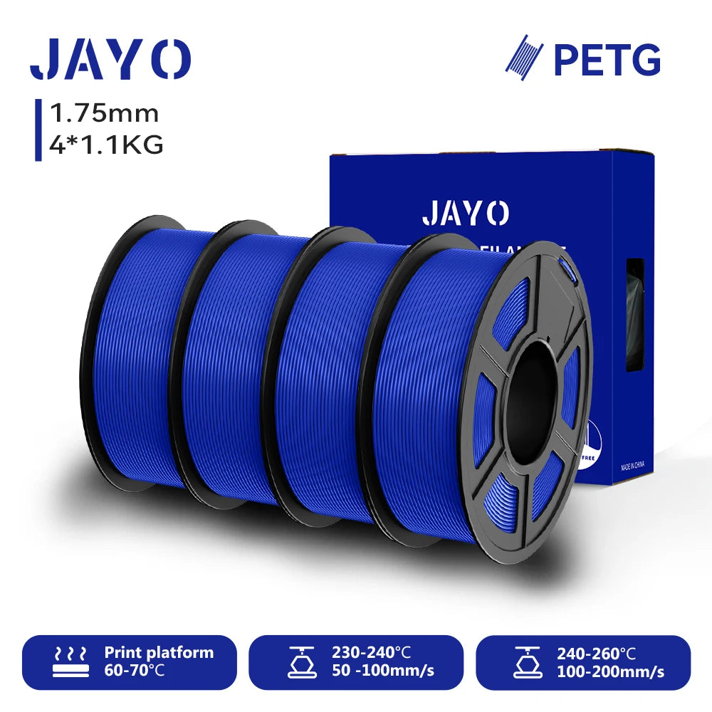 JAYO-Filament PETG pour imprimante 3D FDM, matériel d'impression 3D soigneusement enroulé, 2 rouleaux, 1.75mm, 2.2kg par ensemble