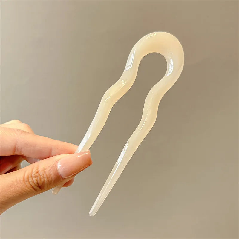 Fourchette à cheveux en forme de U, épingle à cheveux en acétate d'écaille de tortue en acrylique, couvre-chef géométrique, bâtons pour femmes et filles, accessoires pour cheveux