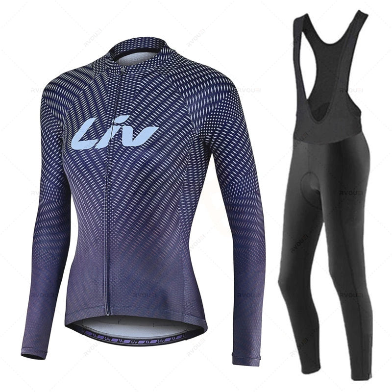 Liv-Ensemble de maillots de cyclisme pour femmes, manches longues, vêtements de vélo, maillot VTT, Culotte, printemps, automne