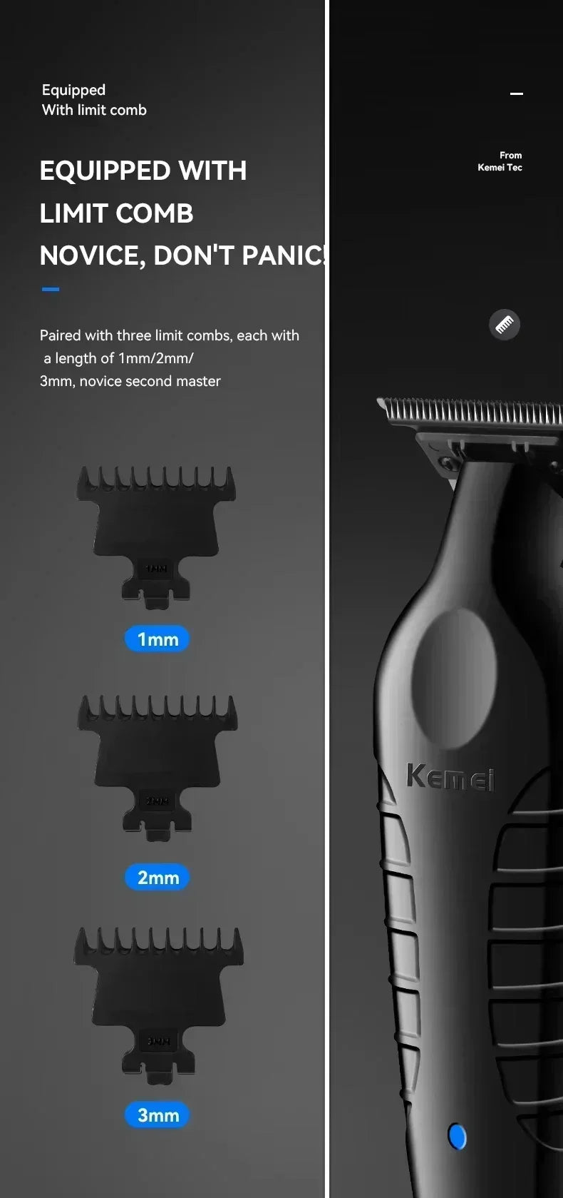 Kemei Kit de tondeuse à cheveux originale KM-2296 KM-2299 KM-T95 tondeuse à cheveux électrique Rechargeable barbier rasoir professionnel pour hommes