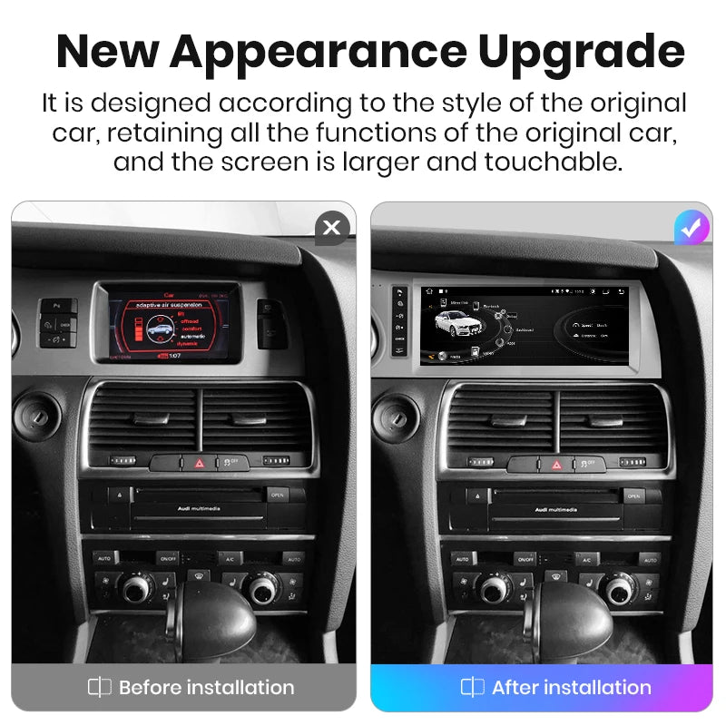 Junsun autoradio sans fil CarPlay Android Auto pour Audi Q7 4L 2006-2015 MMI 2G 3G 8 cœurs 4G WiFi BT GPS écran tactile Autoradio