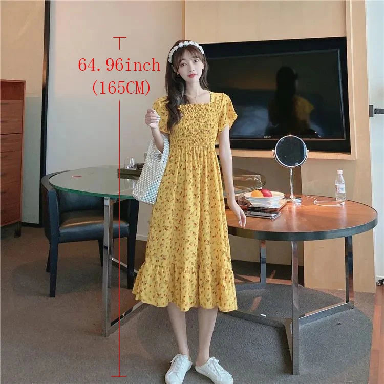 2025 printemps été nouvelle robe femmes Mini robes femme à manches courtes buste élastique imprimé fleuri plissé dos nu tenue décontractée