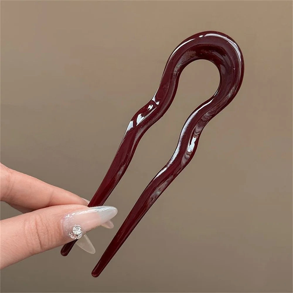 Fourchette à cheveux en forme de U, épingle à cheveux en acétate d'écaille de tortue en acrylique, couvre-chef géométrique, bâtons pour femmes et filles, accessoires pour cheveux