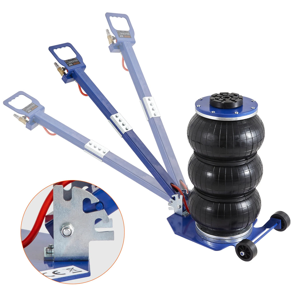 SucceBuy Cric pneumatique 3 tonnes/5 tonnes Triple sac Cric pneumatique Ascenseur rapide Crics de réparation de voiture robustes Crics à tige pliante avec deux roues