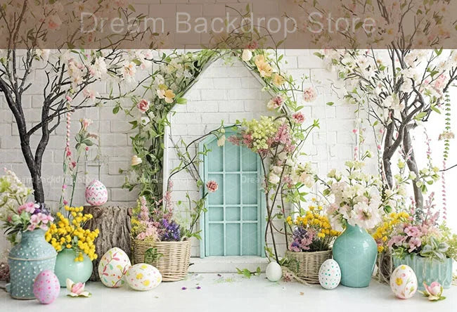 Printemps pâques fond photographie mignon lapin carotte lapin oeuf maison toile de fond décor pour enfants anniversaire gâteau Smash Photo Studio