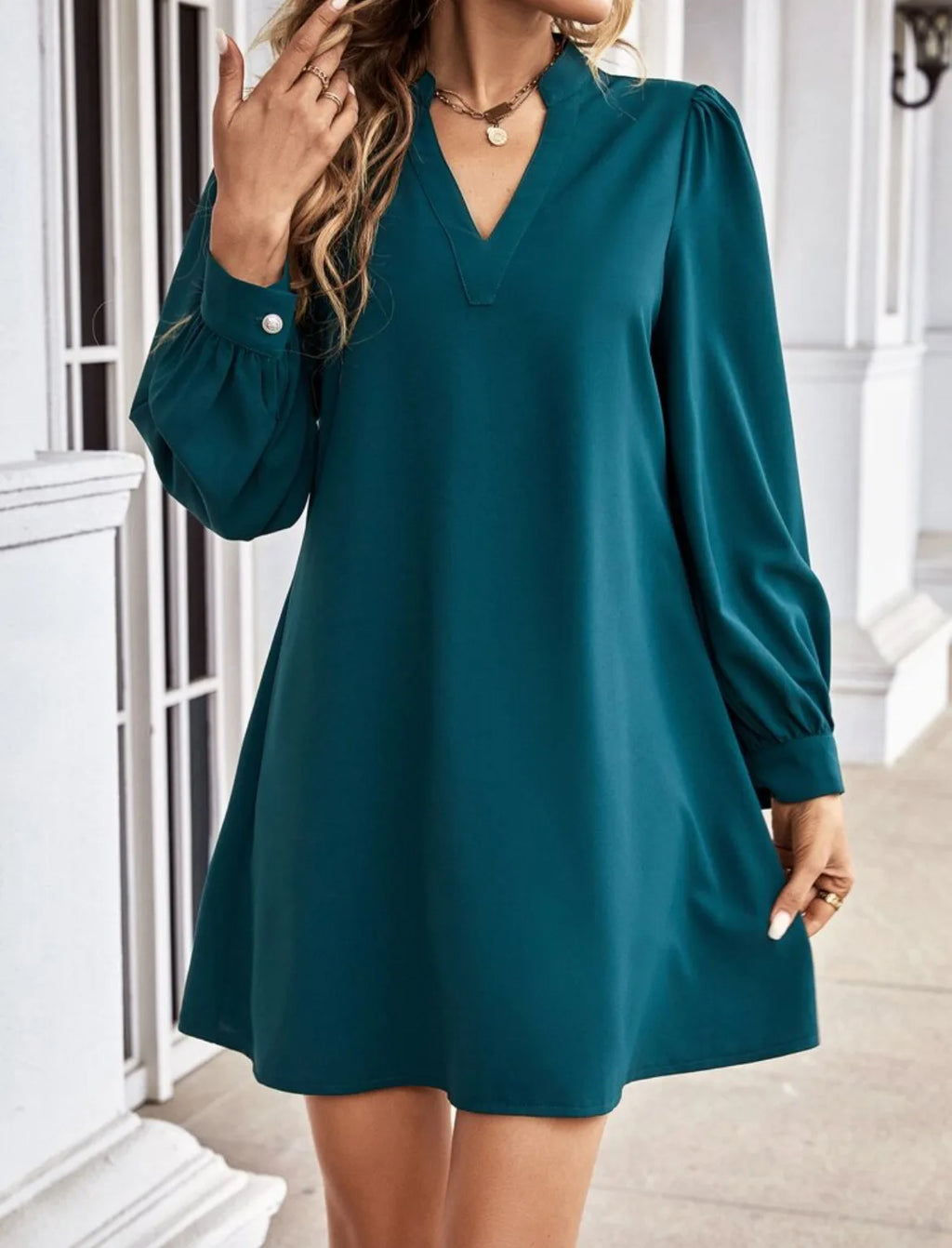 Bureau dame chemise Style robes femmes col en v à manches longues Mini robe printemps automne couleur unie vêtements de travail