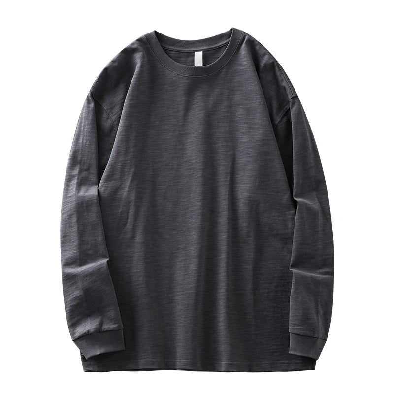 DUKEEN t-shirts à manches longues en coton flammé lourd pour hommes printemps et automne sous-vêtements respirants en pur coton vêtements pour hommes