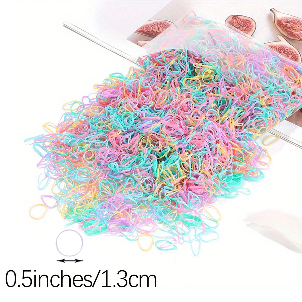 Artificiel astique de poulet coloré pour filles, attaches pour cheveux, bande de sauna, porte-queue de cheval pour enfants, accessoires pour cheveux, 500 pièces, 1000 pièces, 2000 pièces