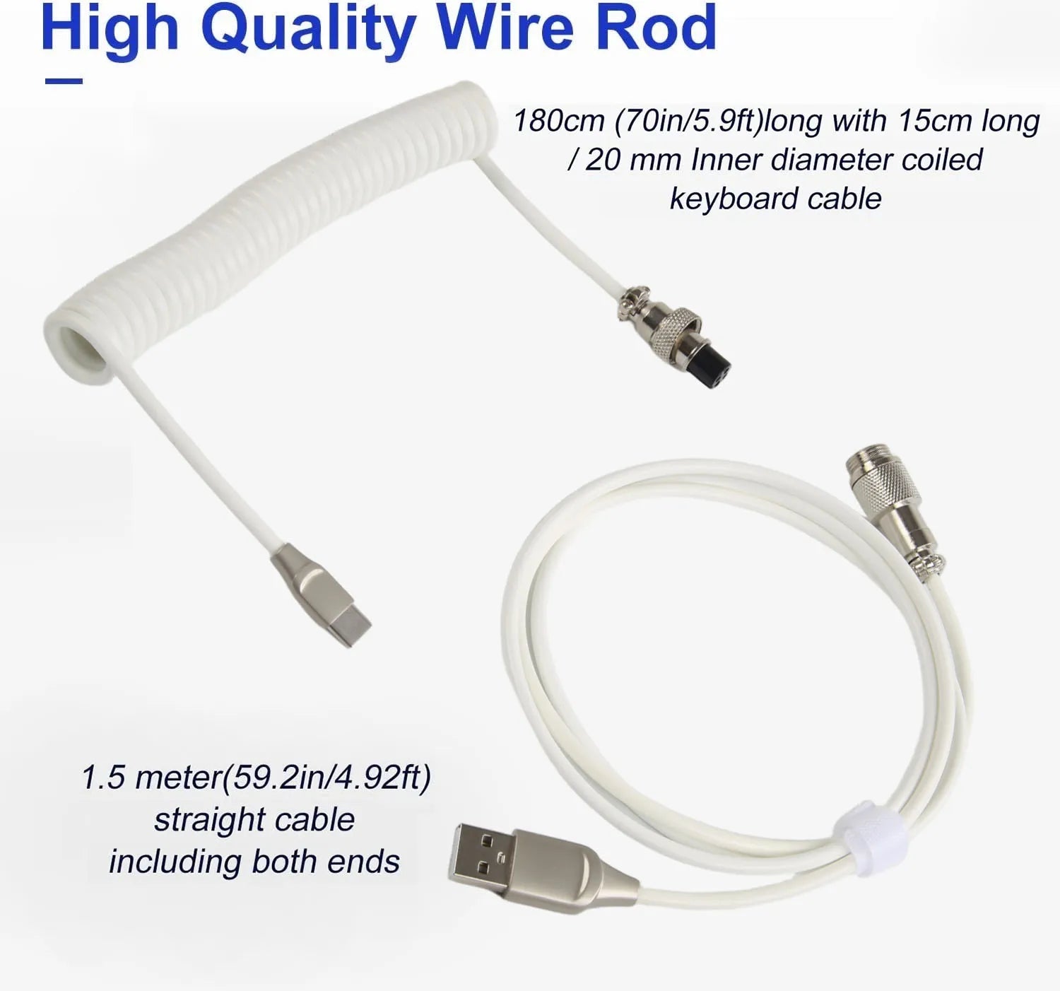Câble enroulé pour clavier mécanique, USB Type C, pour aviateur, ordinateur de bureau, connecteur d'aviation, Max 3M