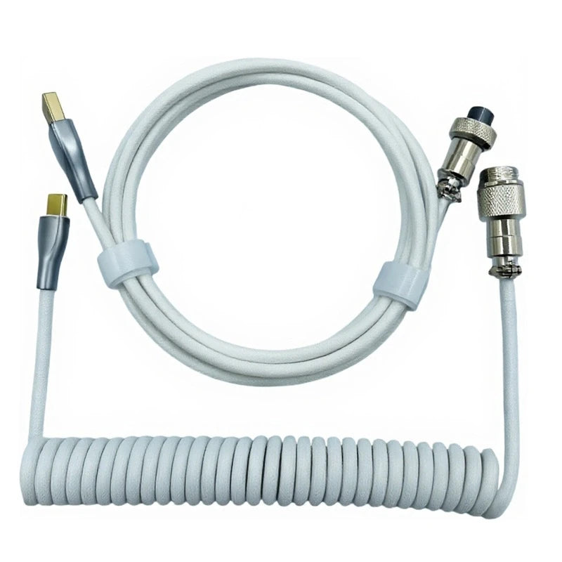 Câble enroulé pour clavier mécanique, USB Type C, pour aviateur, ordinateur de bureau, connecteur d'aviation, Max 3M