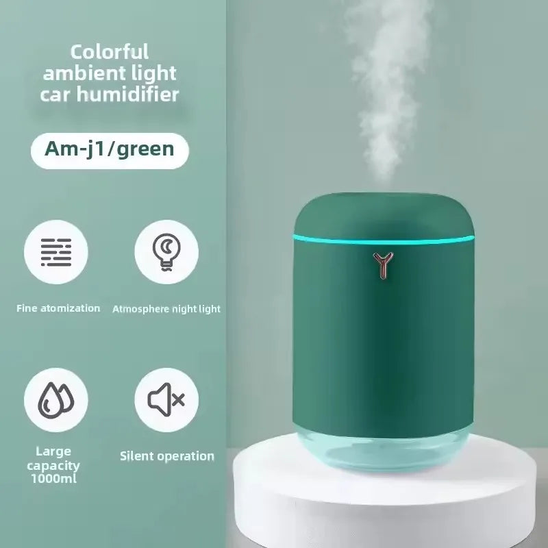 Humidificateur d'air de bureau domestique de grande capacité 1000ml, brumisateur USB avec lumière LED de couleurs, petit humidificateur de Table à brouillard lourd