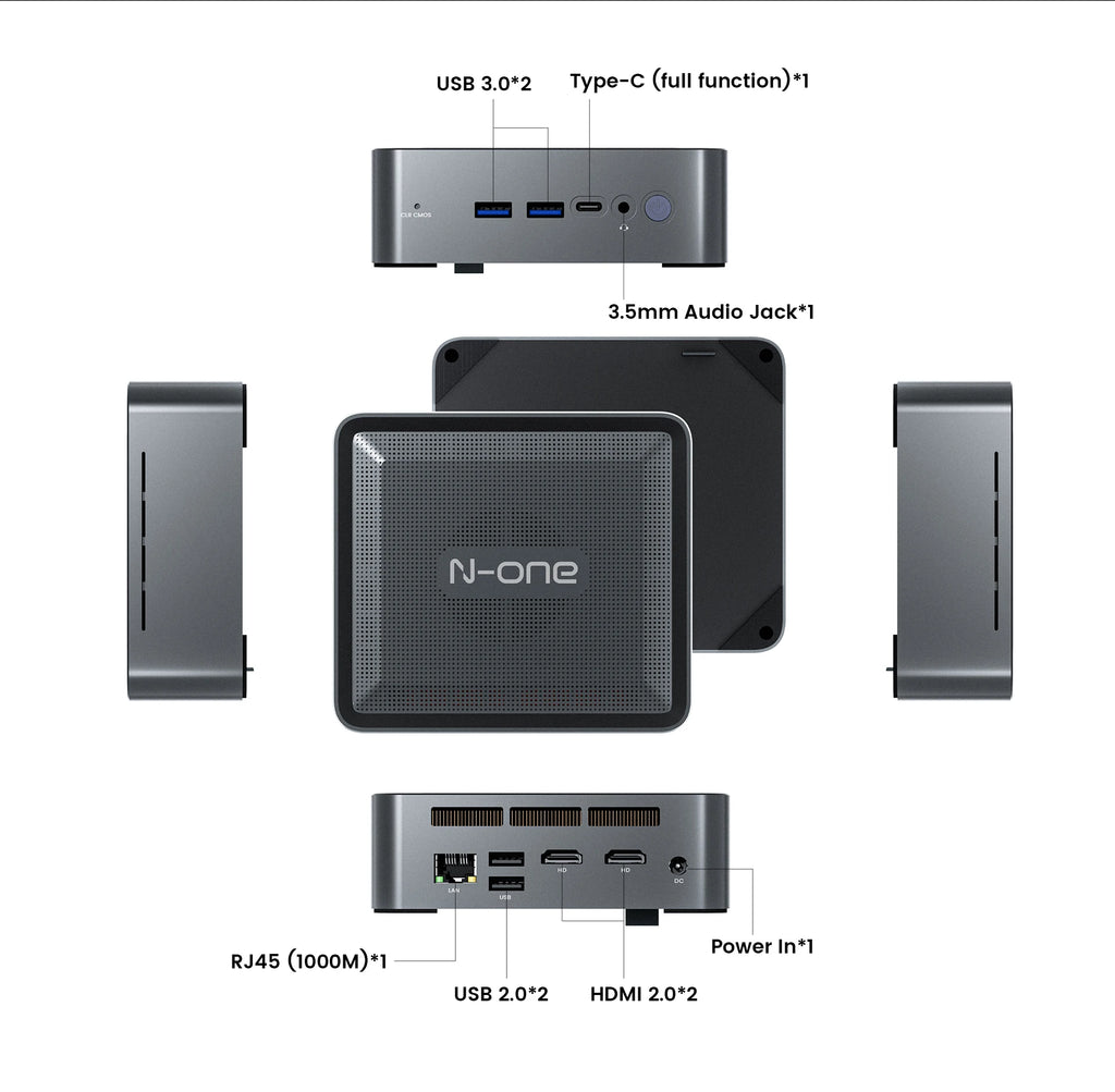 N-one AMD Ryzen 7 5825U/5800U Mini PC 16 Go DDR4 512 Go SSD Micro ordinateur de bureau double bande WiFi 6, Bluetooth 5.2 pour la maison/bureau