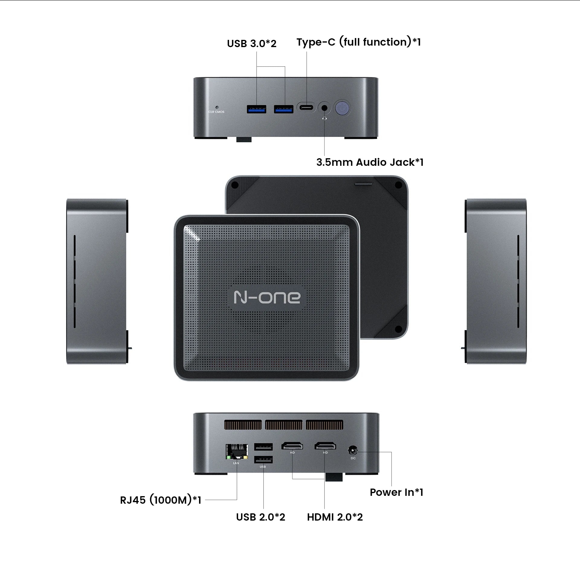 N-one AMD Ryzen 7 5825U/5800U Mini PC 16 Go DDR4 512 Go SSD Micro ordinateur de bureau double bande WiFi 6, Bluetooth 5.2 pour la maison/bureau
