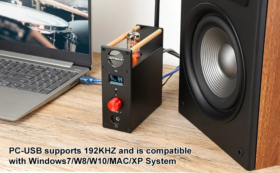 AIYIMA-Amplificateur à Tube Audio T8, Préamplificateur Bluetooth, Décodeur HIFI, Sauna, Téléphone, Ampli, Radiateur USB, Entrée Coaxiale Optique RCA