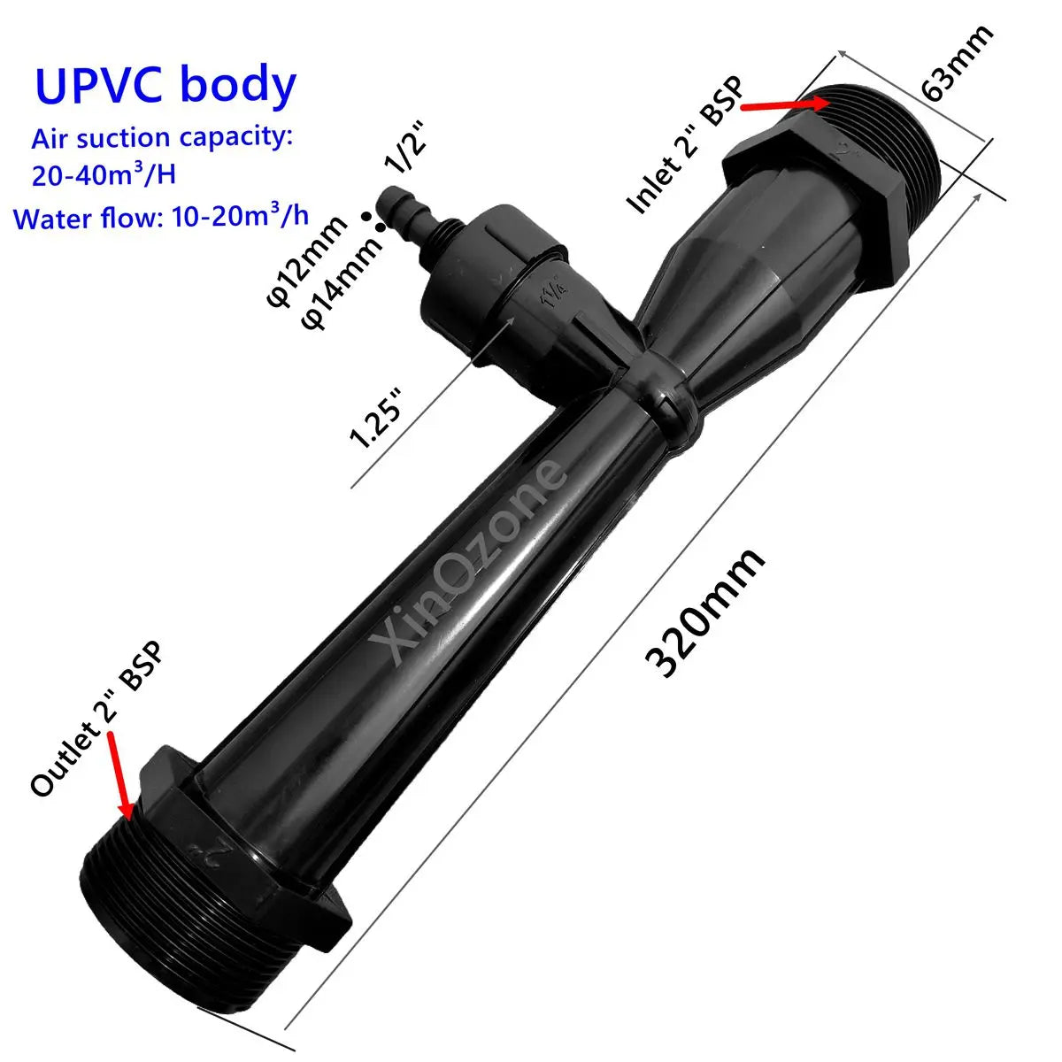 Livraison gratuite UPVC Venturi injecteur mélange gaz et liquide mélangeur connecteur mélange XINOZONE