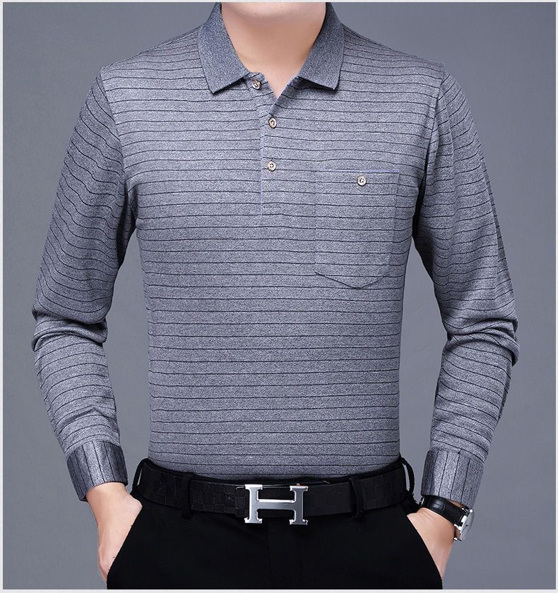 Polos rayés à manches longues pour hommes, Streetwear décontracté, Vêtements d'affaires, Mode coréenne, Polyvalent, Nouveau, Automne, Printemps