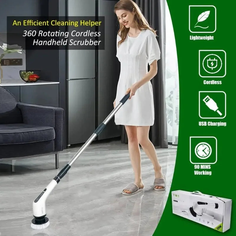 Brosse de nettoyage électrique multi-outils multifonctionnelle, pour le nettoyage rotatif de salle de bain, de cuisine, de toilettes et d'automobile.