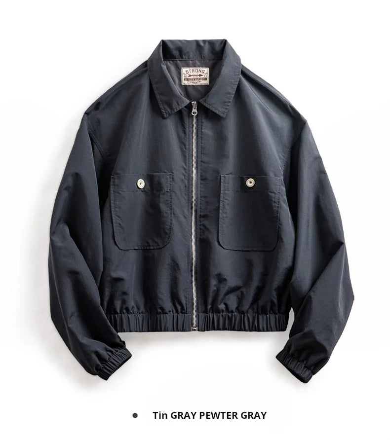 Maden Veste à col de baseball vintage pour femme, courte et décontractée, printemps-automne, légère, tenue quotidienne, rose