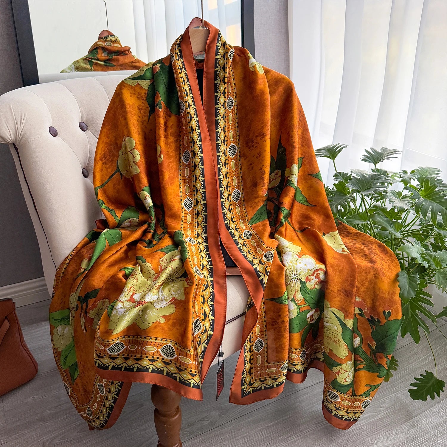 Écharpe Imprimée de Haute Qualité pour Femme, Châle de Plage, Protection Solaire, Styliste, Élégant, Dernière Collection Printemps