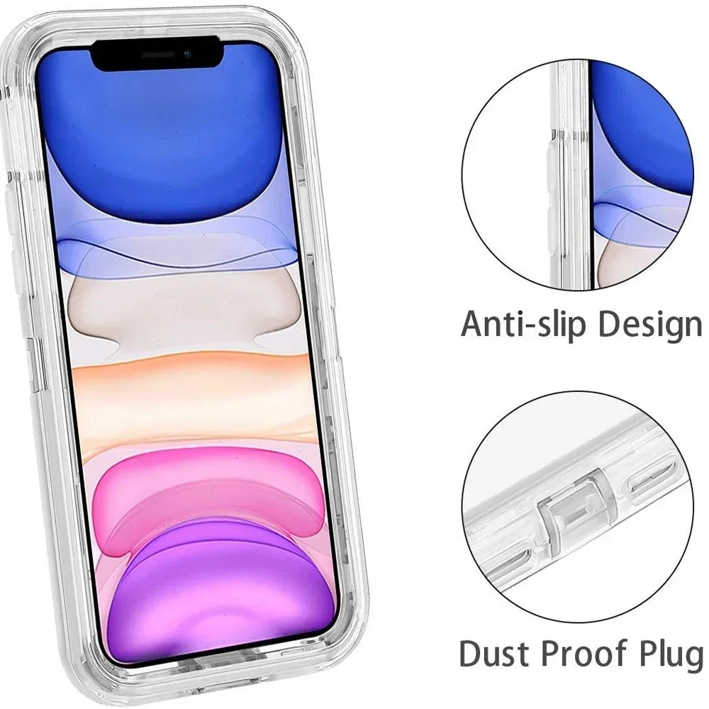 Coque de téléphone 3 en 1 pour iPhone 17 16E 15 14 16 PLUS 11 17 Pro MAX MINI 17 Air, hybride robuste, résistante aux chocs, armure rigide