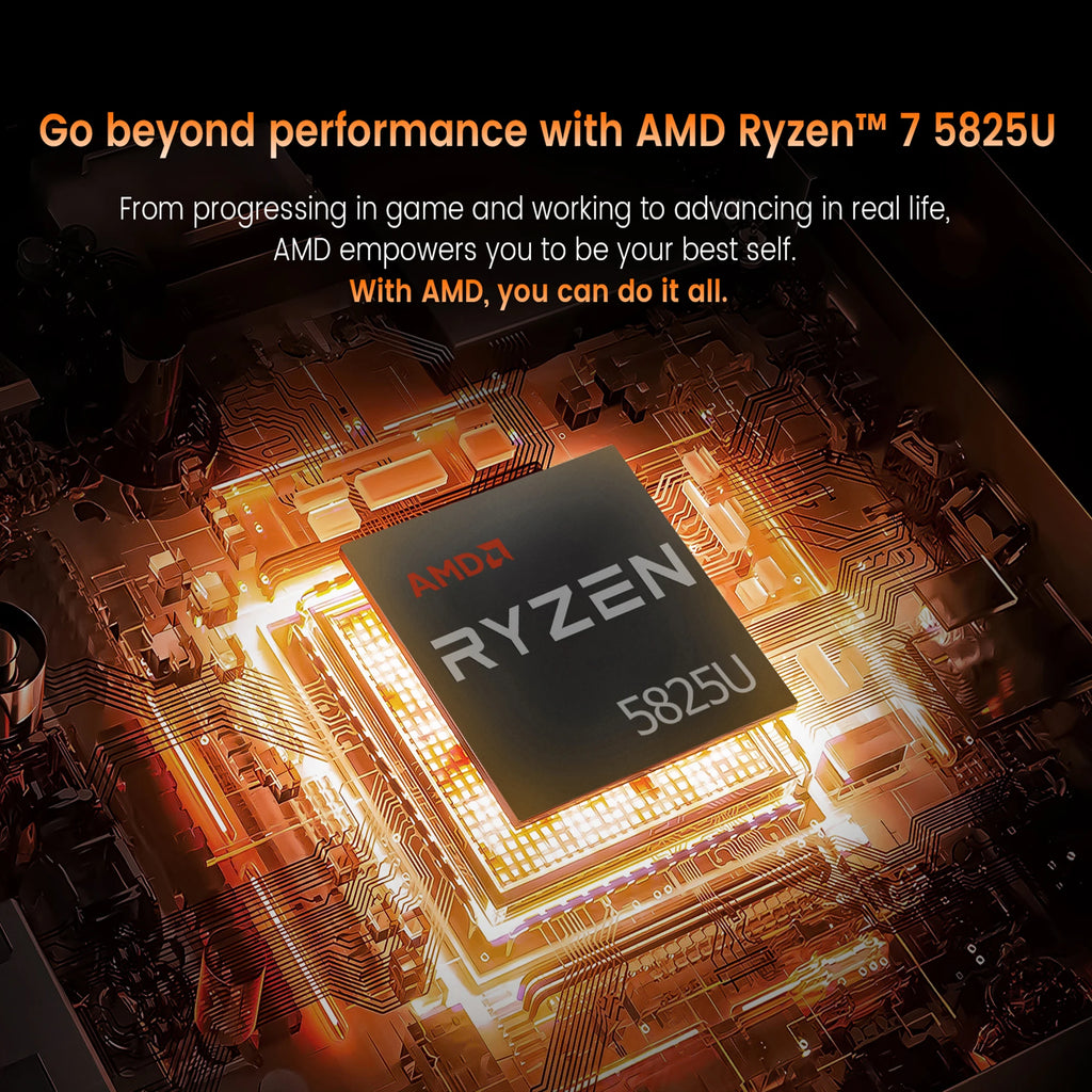 N-one AMD Ryzen 7 5825U/5800U Mini PC 16 Go DDR4 512 Go SSD Micro ordinateur de bureau double bande WiFi 6, Bluetooth 5.2 pour la maison/bureau