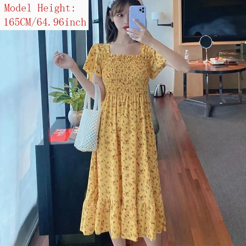 2025 printemps été nouvelle robe femmes Mini robes femme à manches courtes buste élastique imprimé fleuri plissé dos nu tenue décontractée