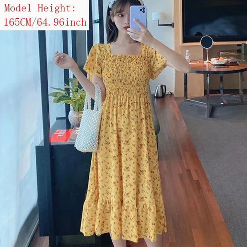 2025 printemps été nouvelle robe femmes Mini robes femme à manches courtes buste élastique imprimé fleuri plissé dos nu tenue décontractée